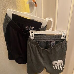 NEW BALANCE BOYS SHORTS SIZE 10/12 GRAY & BLACK SET OF TWO PAIR